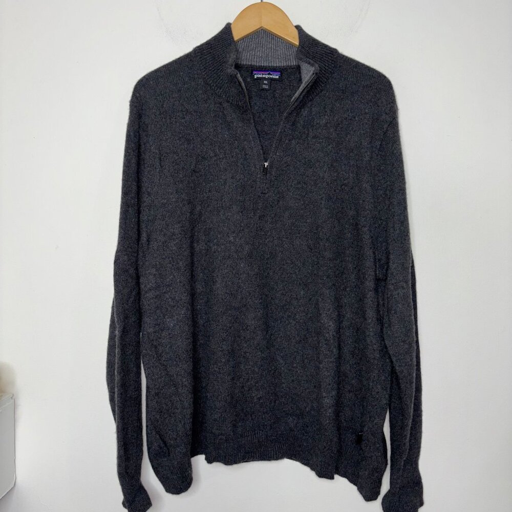 Patagonia Men's XXL Cashmere Wool Blend 1/4 Zip Knit Sweater Gray - Picture 7 of 10
